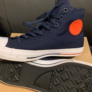 High top converse red and blue